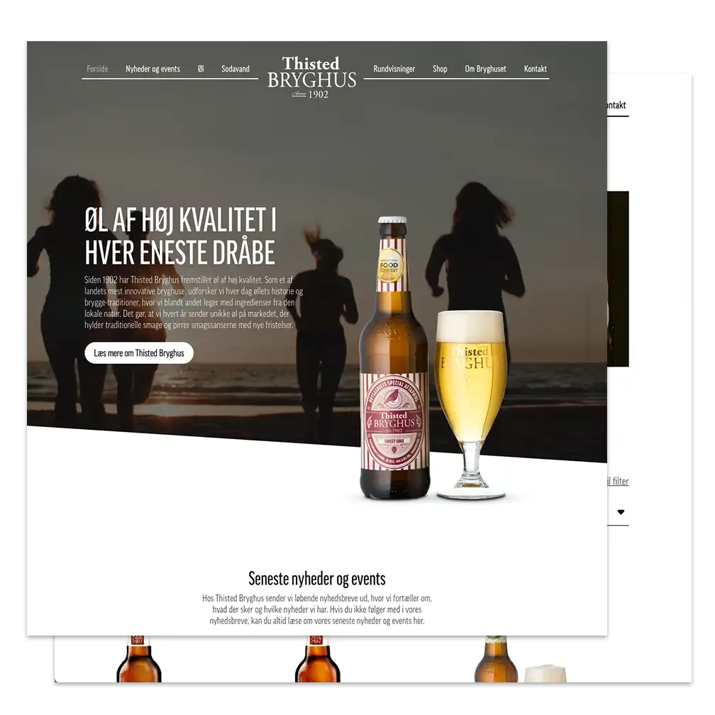 Udsnit af hjemmeside – Thisted Bryghus