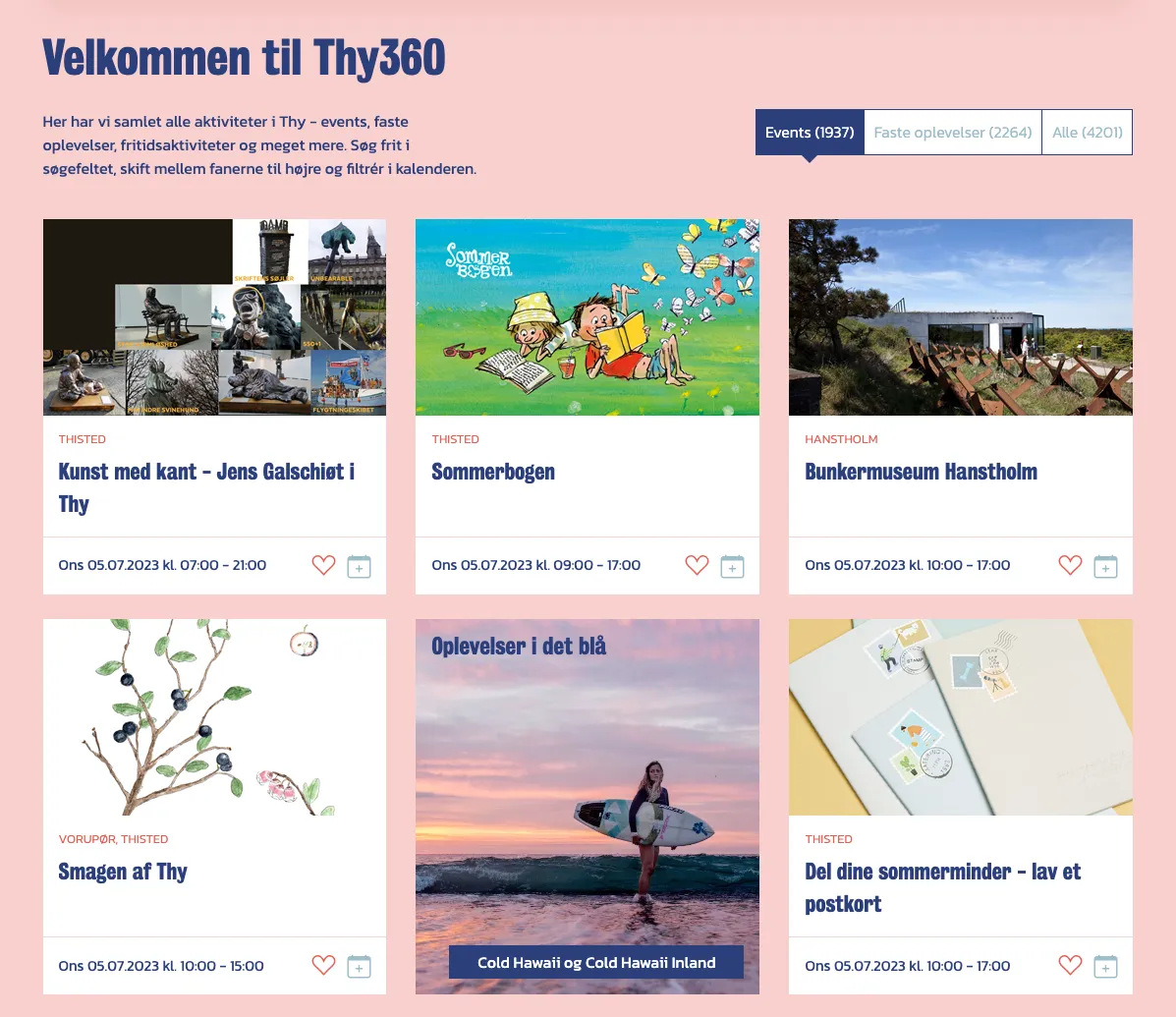 Webs ide thy 360 oversigt over kalender med events på mobil